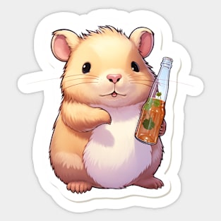 Cute Capybara hold a beer Sticker